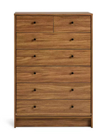 Home Malibu 7 Drawer Chest Walnut | Bedroom Storage Furniture Unit