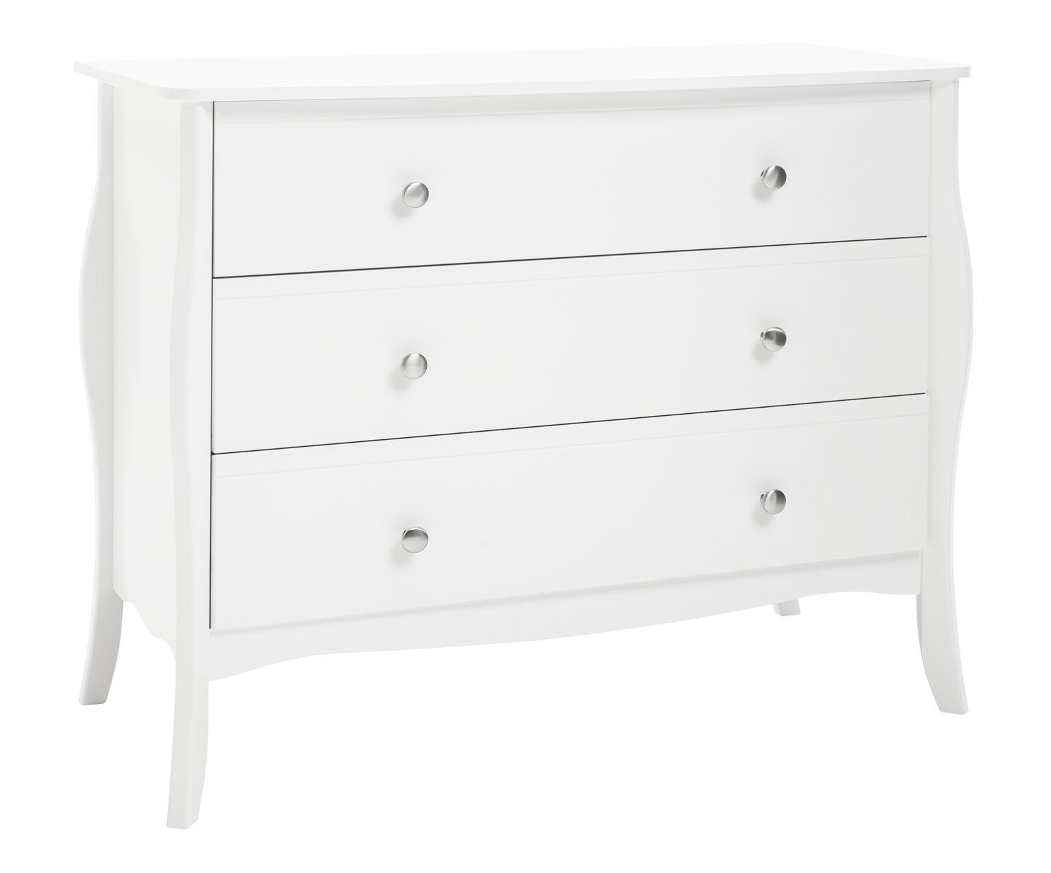 Home Amelie 3 Drawer Chest - White | Stylish 3 drawer chest for bedroom