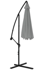 Home 3m Overhanging Garden Parasol - Grey | Outdoor Patio Shade Sun Umbrella
