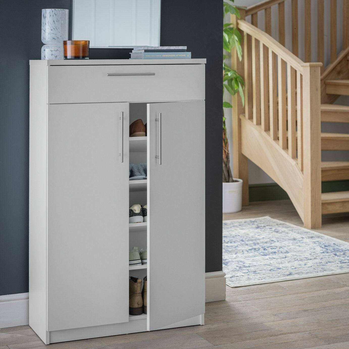Brisbane 2 Door Shoe Storage Cabinet - Grey