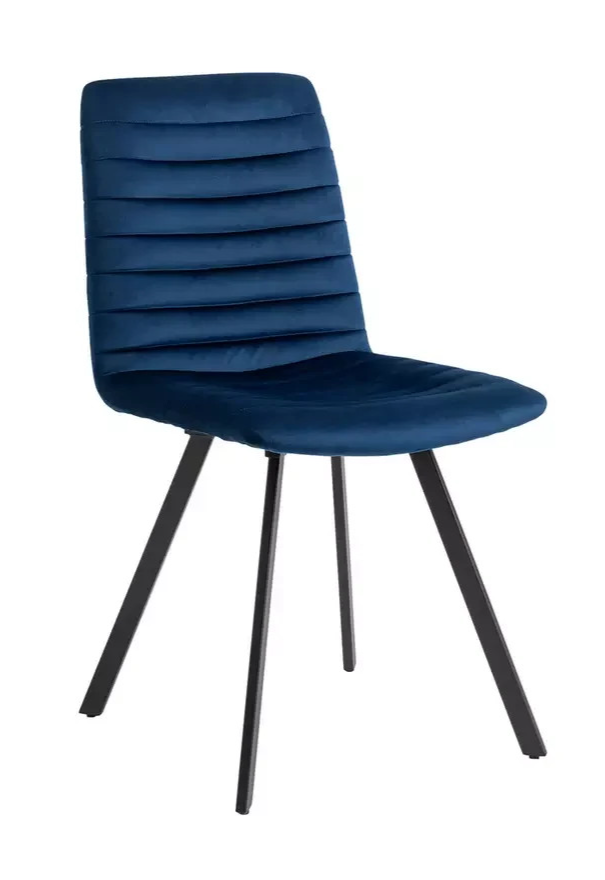 Home Keaton Pair of Velvet Dining Chairs Dark Blue | Modern Dining Chair Set