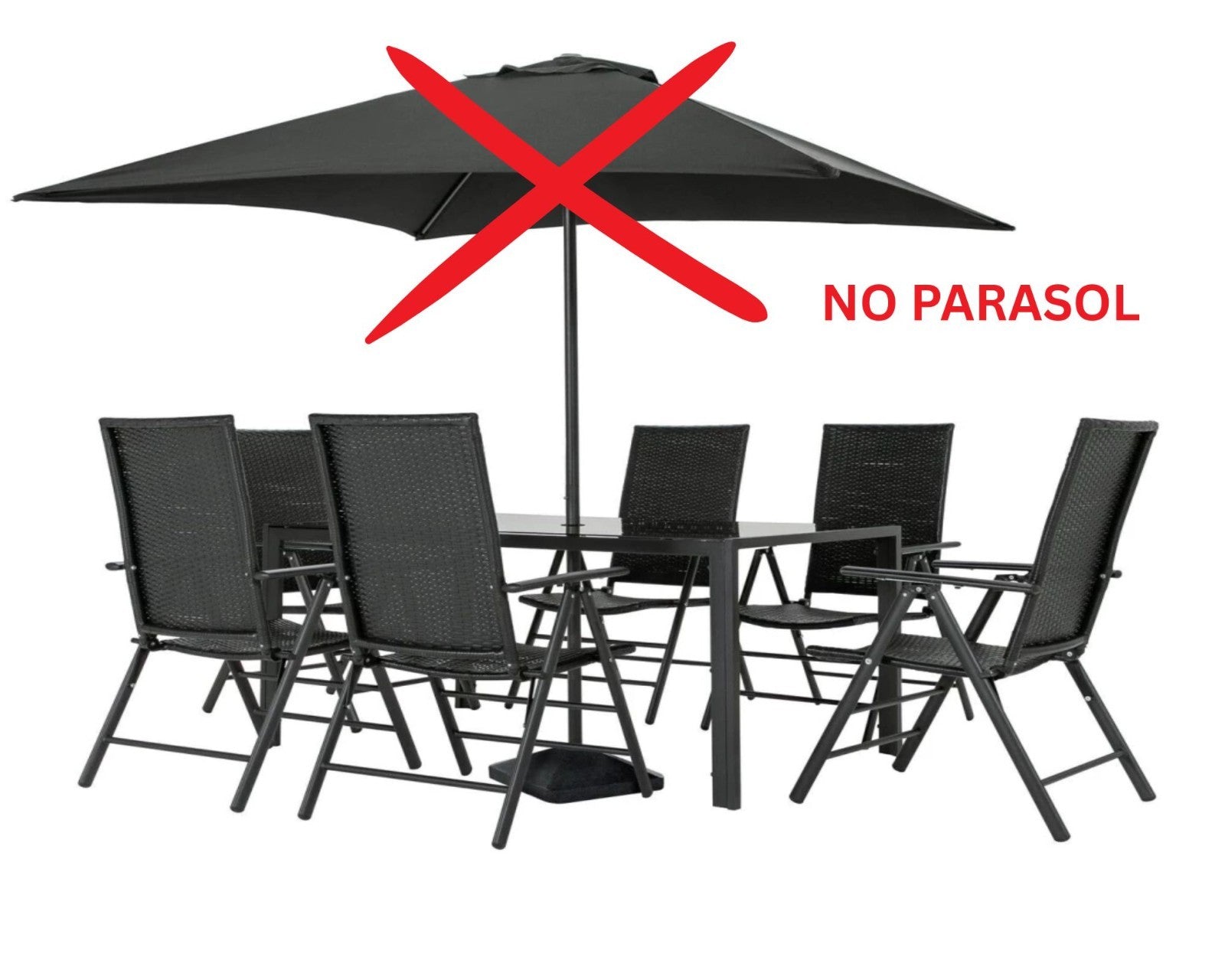 Hereford Folding 6 Seater Metal Patio Set - Black ( No Parasol )