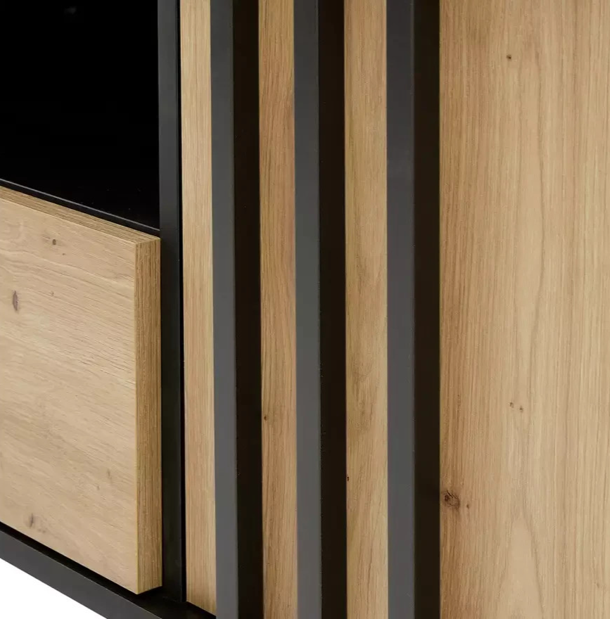 Home Rietta 1 Door 1 Drawer TV Unit Black | Living Room TV Stand Cabinet
