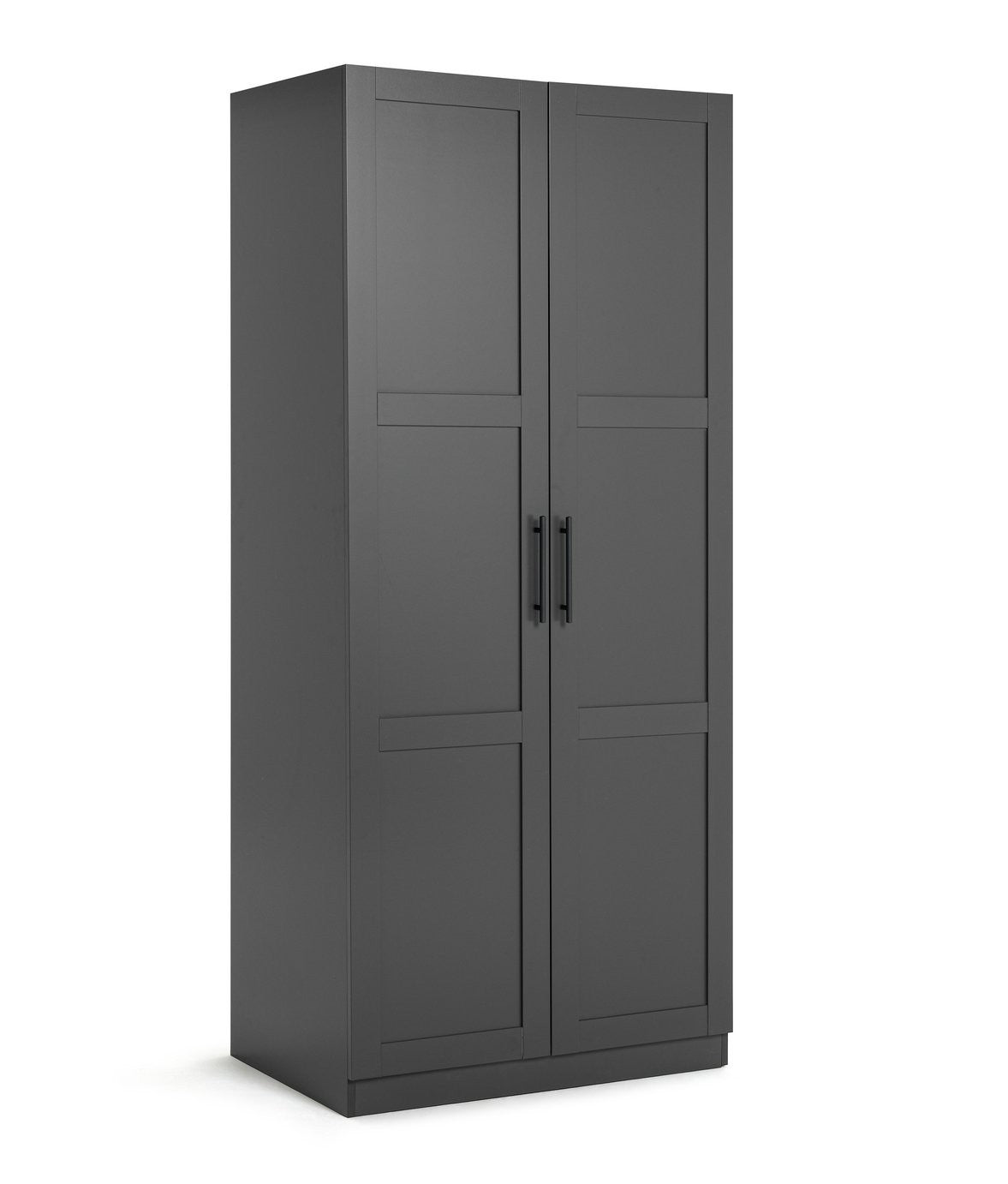Munich Panelled 2 Door Wardrobe - Anthracite | Contemporary double door closet