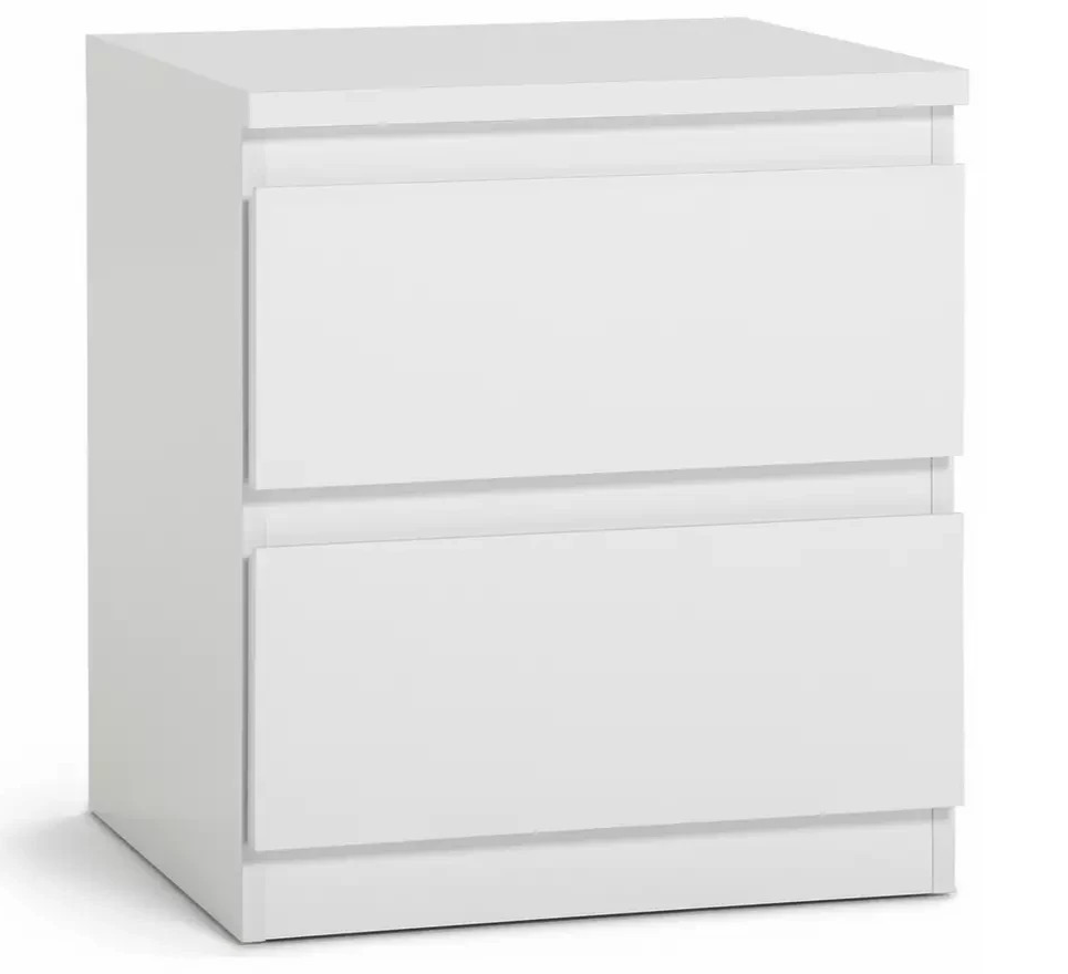 Home Jenson 2 Drawer Bedside Table Matte White | Bedroom Storage Nightstand Unit