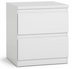 Home Jenson 2 Drawer Bedside Table Matte White | Bedroom Storage Nightstand Unit
