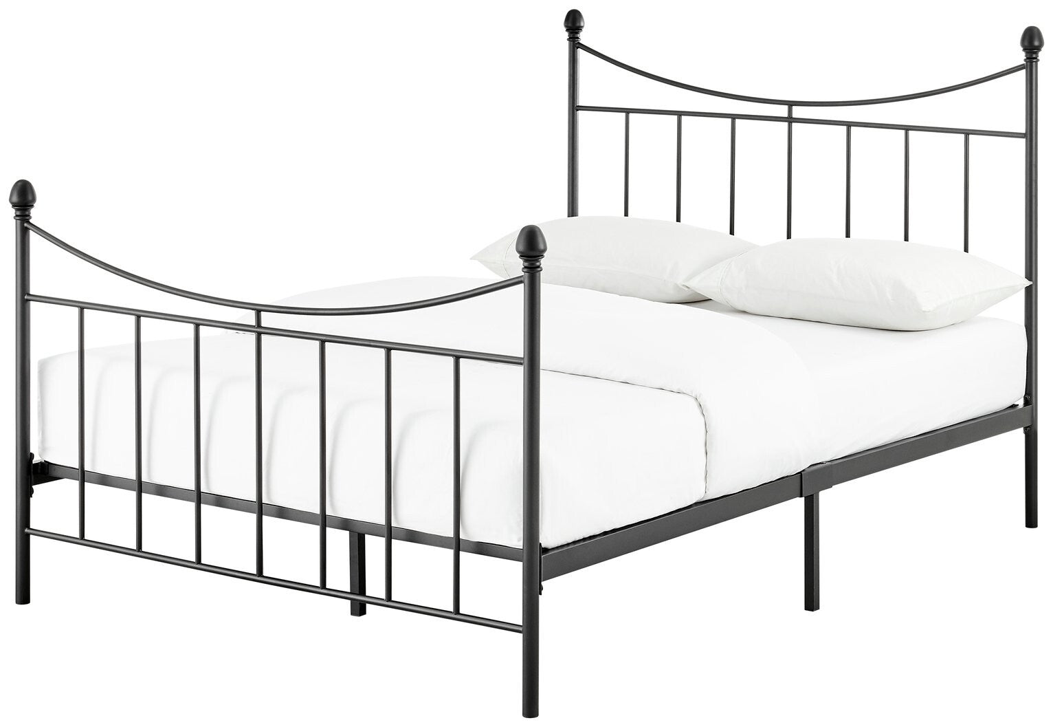 Clara Kingsize Metal Bed Frame Black | Traditional Metal Bed with Sprung Slats