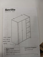 Home Seville 2 Door Open Shelf Wardrobe - White (B Grade 1093.)