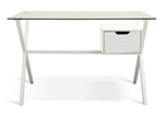 Habitat Dria 1 Drawer Office Desk White | Modern Glass Top Steel Frame Home Work