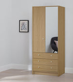 Home Malibu 2 Door 3 Drawer Wardrobe - Oak Effect | Warm Wood Aesthetic
