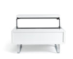 Home Sleigh Gloss Gas Lift Coffee Table - White | Practical Lift Mechanism