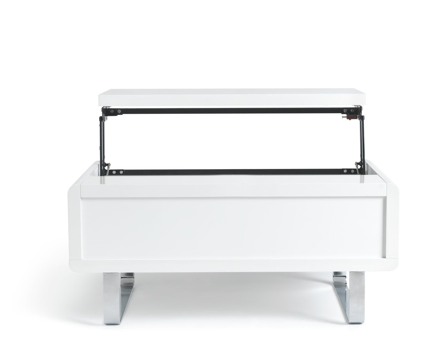 Home Sleigh Gloss Gas Lift Coffee Table - White | Practical Lift Mechanism