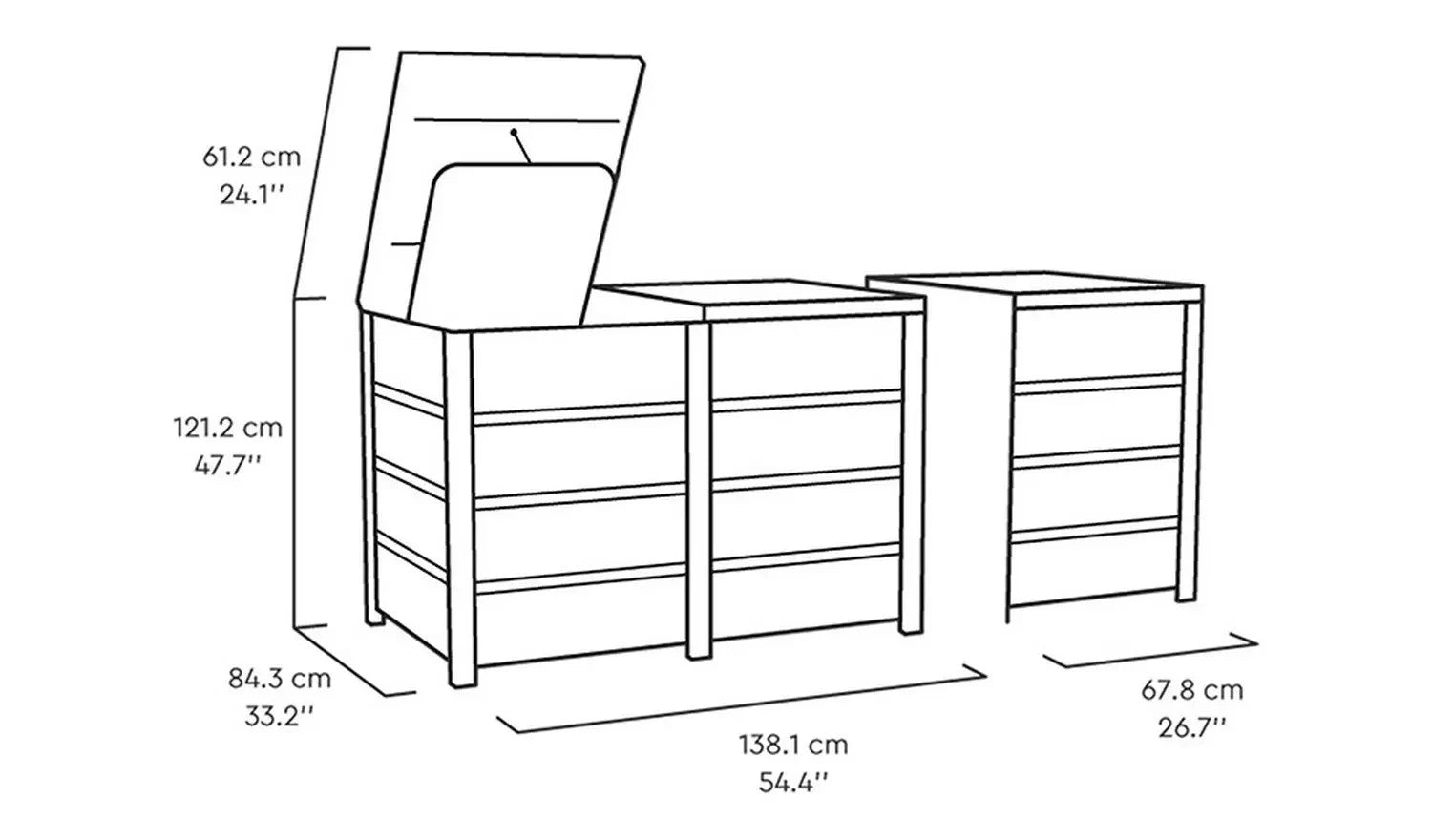 Keter Hideaway Extension Kit | Garden Storage Bin Expansion Kit