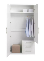 Home Brisbane 2 Door 3 Drawer Mirror Wardrobe - White ( B Grade )