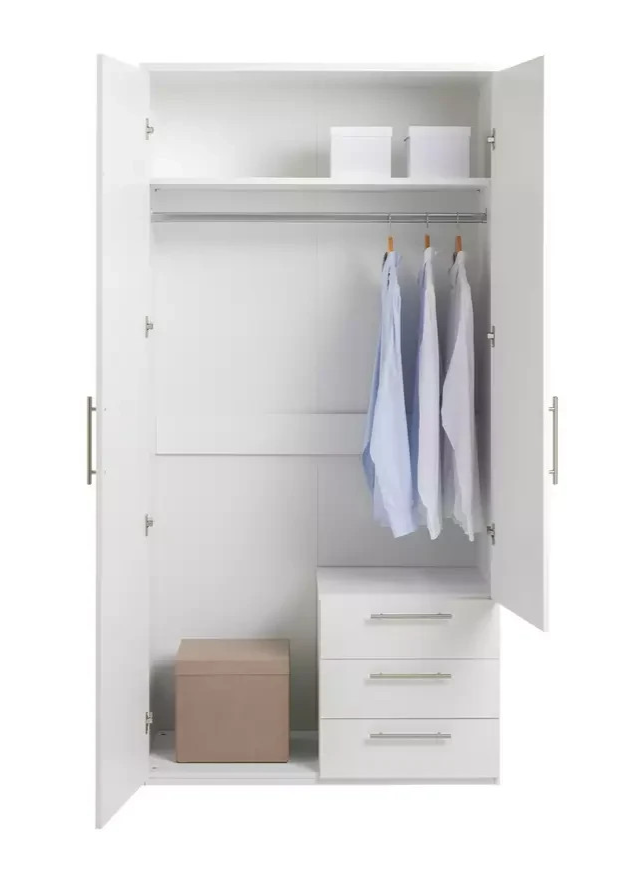 Home Brisbane 2 Door 3 Drawer Mirror Wardrobe - White ( B Grade )