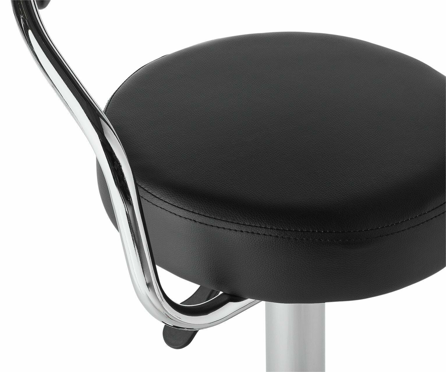 Executive Gas Lift Bar Stool with Back Rest - Black | Adjustable Kitchen Chair