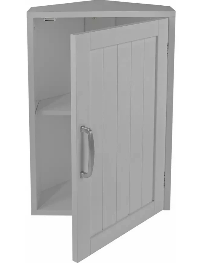 Original And Home Tongue & Groove Corner Wall Cabinet Grey | Bathroom Storage