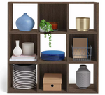 Home Home 9 Cube Storage Unit Walnut | Modular Shelving Organiser Furniture