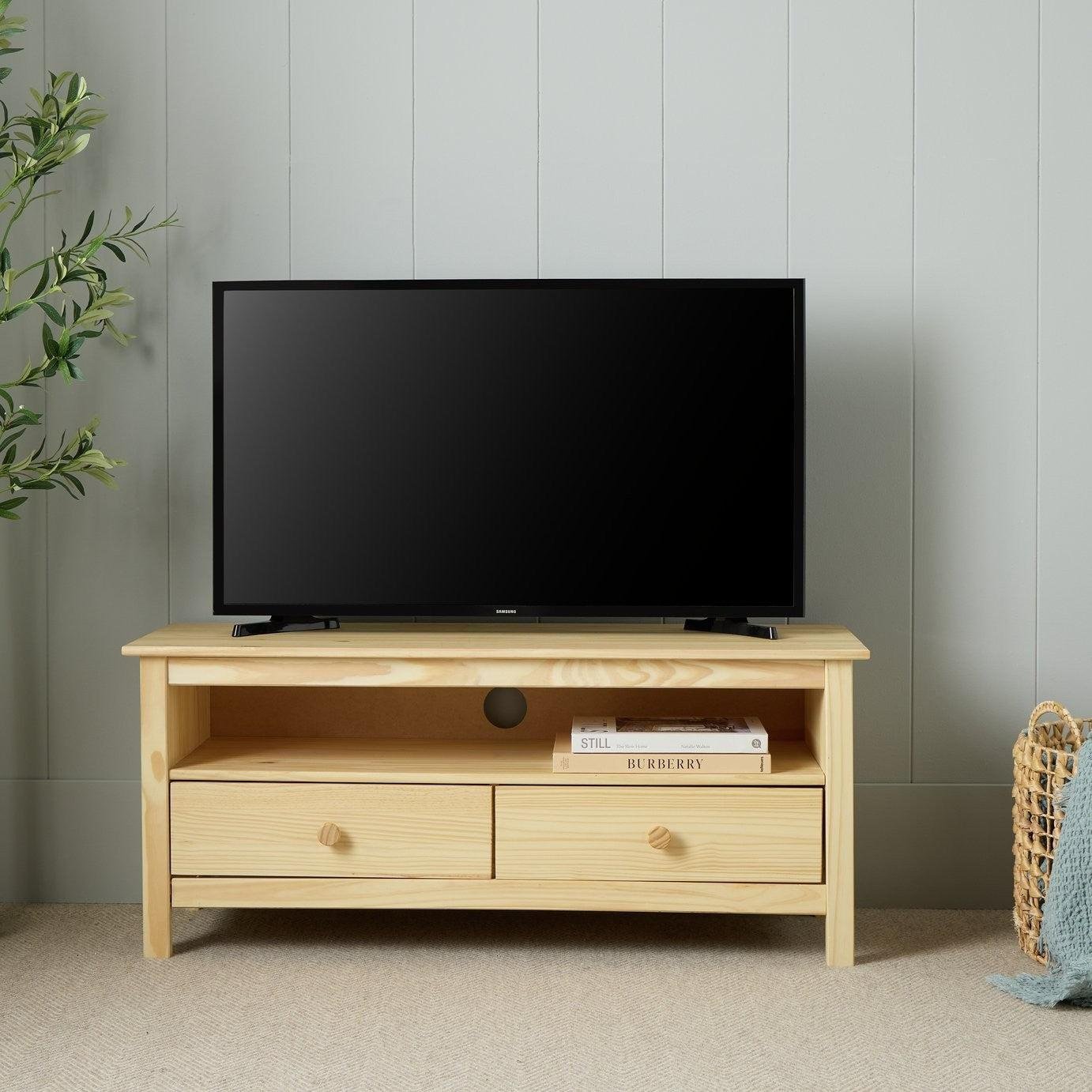 Home Logan 2 Drawer TV Unit - Pine | Media Furniture
