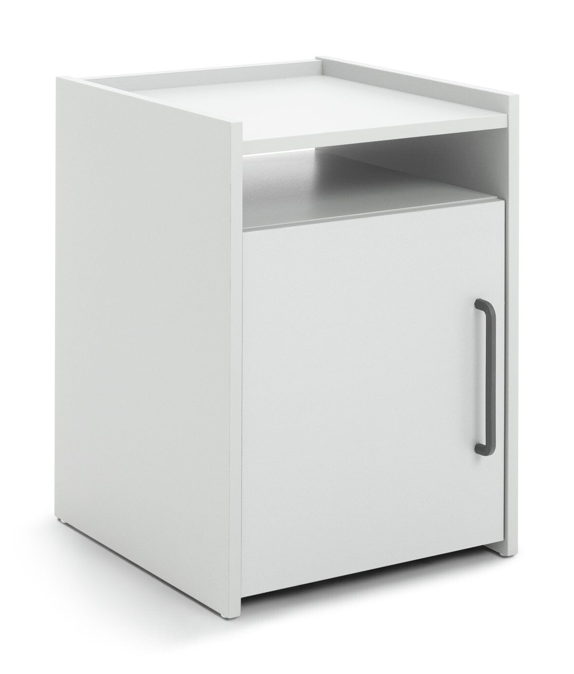 Oldham 1 Door Bedside Table - White | Nightstand, Small Cabinet, Bedroom Storage