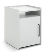Oldham 1 Door Bedside Table - White | Nightstand, Small Cabinet, Bedroom Storage
