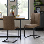 Bronson Pair of Faux Leather Dining Chairs- Brown