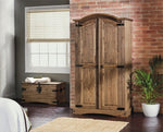 Home Puerto Rico 2 Door Wardrobe Dark Pine | Compact Bedroom Storage Furniture