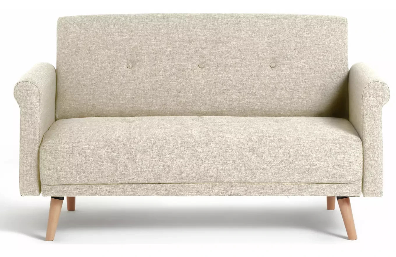 Home Evie Fabric 2 Seater Sofa Natural | Modern Living Room Seating Furniture