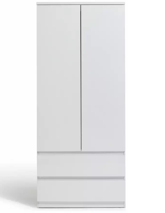 Home Jenson 2 Door 2 Drawer Wardrobe - Gloss White | Simple Clothing Space