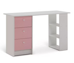 Home Kids Malibu 3 Drawers Desk - Pink & White | Sturdy Computer Desk Modern
