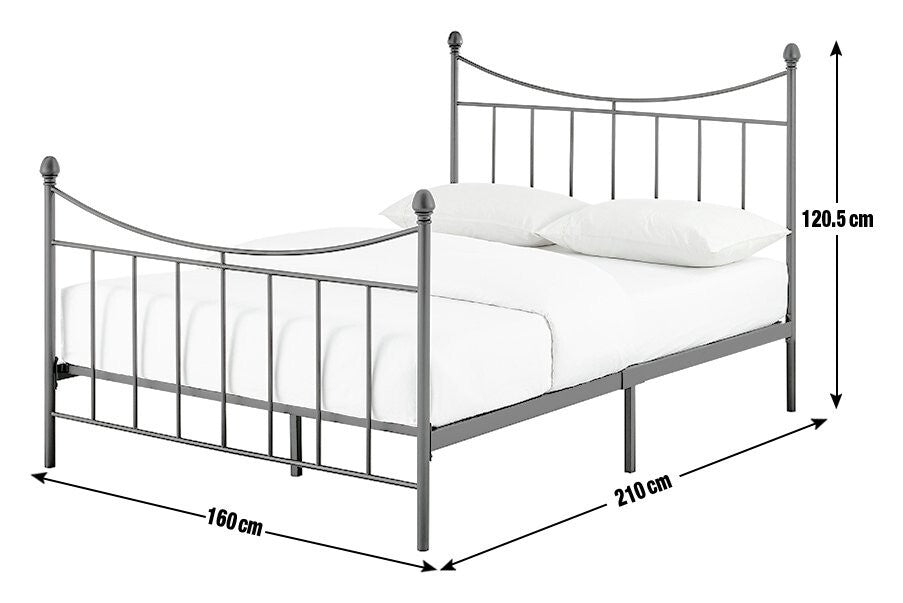 Clara Kingsize Metal Bed Frame Black | Traditional Metal Bed with Sprung Slats