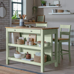 Home Chicago Wooden 2 Seater Bar Island - Sage | Compact Breakfast Setup