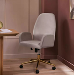Clarice Velvet Office Chair Beige | Upholstered Desk Chair Home Office Furniture