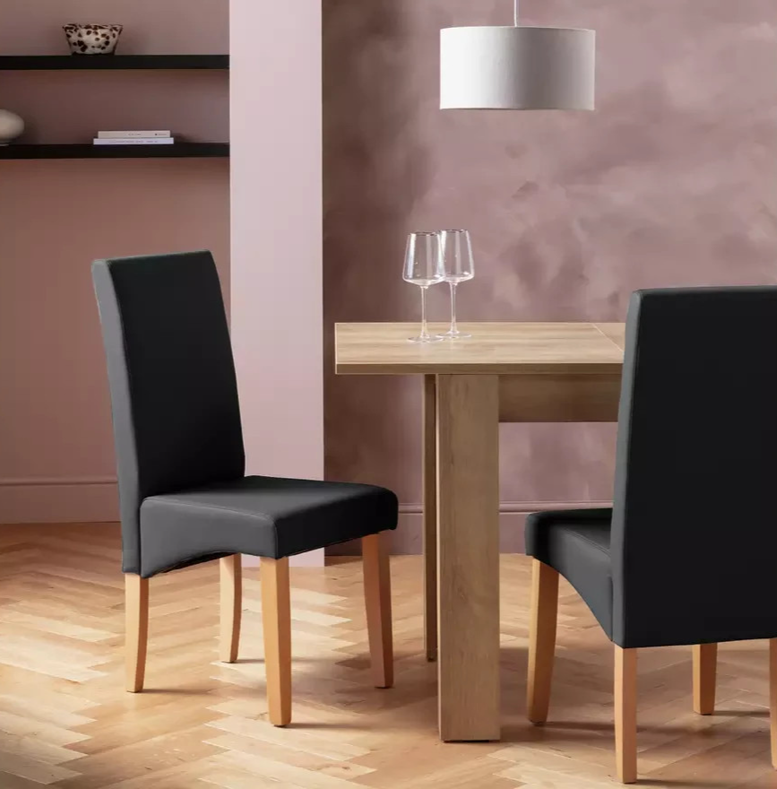 Home Pair of Skirted Dining Chairs Black | Upholstered Dining Room Chairs