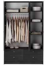 Malibu 3 Dr 4 Drawer Wardrobe - Black Oak Effect | Dark Wood Look