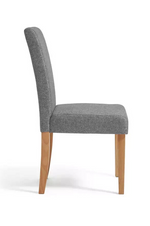 Pair of Tweed Mid Back Dining Chairs - Grey Oak