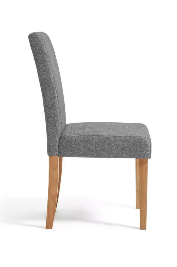 Pair of Tweed Mid Back Dining Chairs - Grey Oak