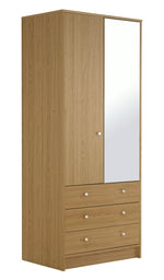 Home Malibu 2 Door 3 Drawer Wardrobe - Oak Effect | Warm Wood Aesthetic