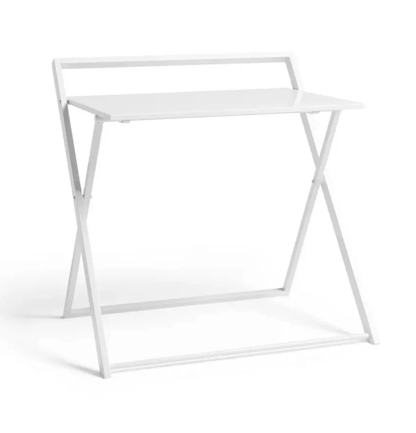 Compact Folding Office Desk White | Foldable Computer Work Table Furniture