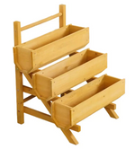 McGregor Stepped Timber Garden Planter | Wooden Outdoor Plant Stand Planter