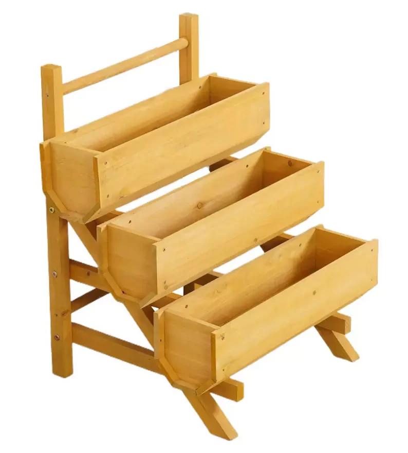 McGregor Stepped Timber Garden Planter | Wooden Outdoor Plant Stand Planter