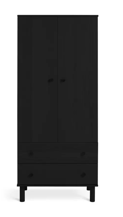 Akio 2 Drawer 2 Door Wardrobe - Black (B Grade)