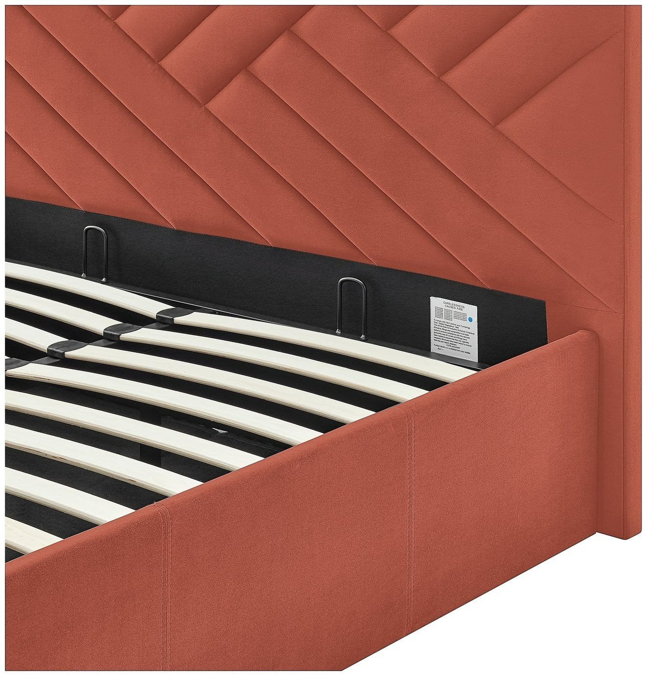 Home Luca Small Double End Lift Ottoman Bed - Orange | Space-saving ottoman bed