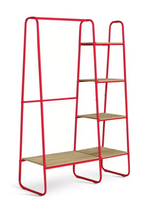 Ryan Clothes Rail with Shelves Red | Open Wardrobe Storage Rack Furniture