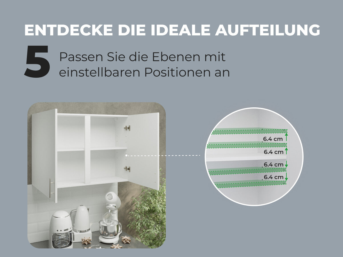 Küchen Hängeschrank 100cm Weiß Matt – Oberschrank Küche Wandmontage Schrank