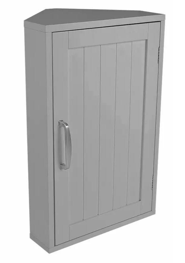Original And Home Tongue & Groove Corner Wall Cabinet Grey | Bathroom Storage