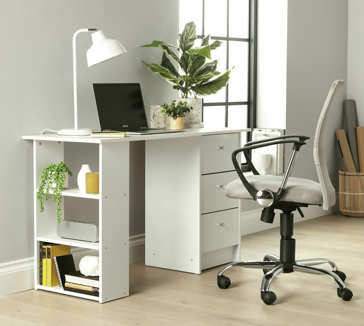 Malibu 3 Drawer Office Desk - White