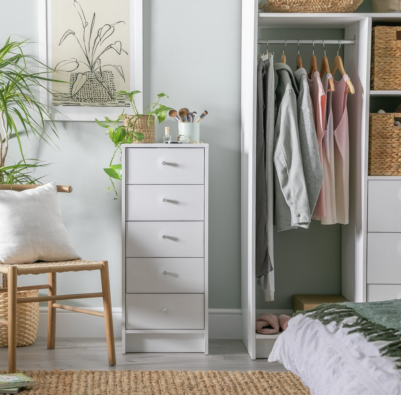 Home Malibu 5 Drawer Tallboy - Black Oak Effect |Tallboy Black Oak Effect