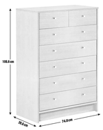 Malibu Modern 7 Drawer Chest Of Drawers Storage Cabinet - Black Brown Effect