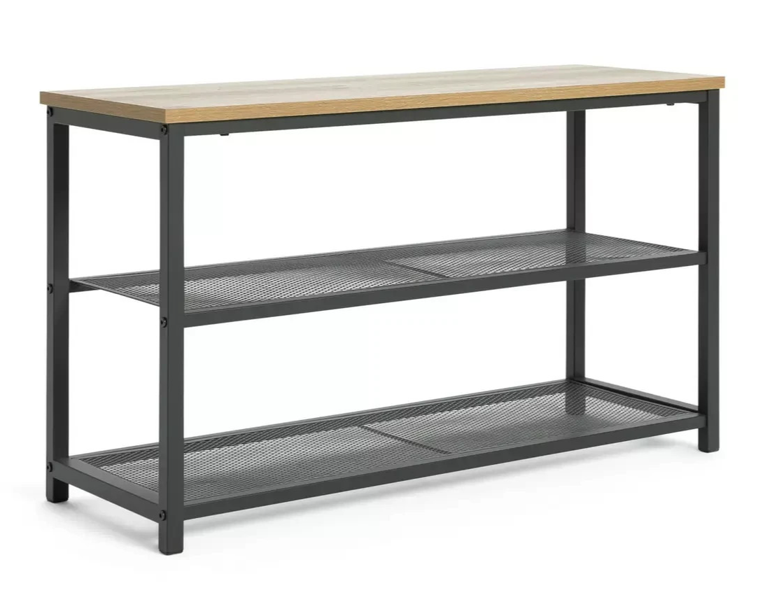 Home Loft Living 3 Tier Shoe Rack Oak & Black | Hallway Shoe Storage Organiser